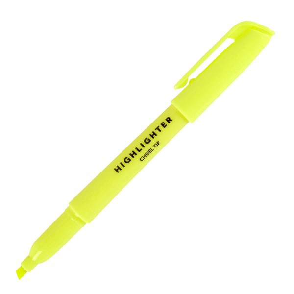 slide 2 of 2, Office Depot® Brand Pen-Style Highlighters, Chisel Point, 100% Recycled Plastic Barrel, Fluorescent Yellow, Pack Of 6, 6 ct