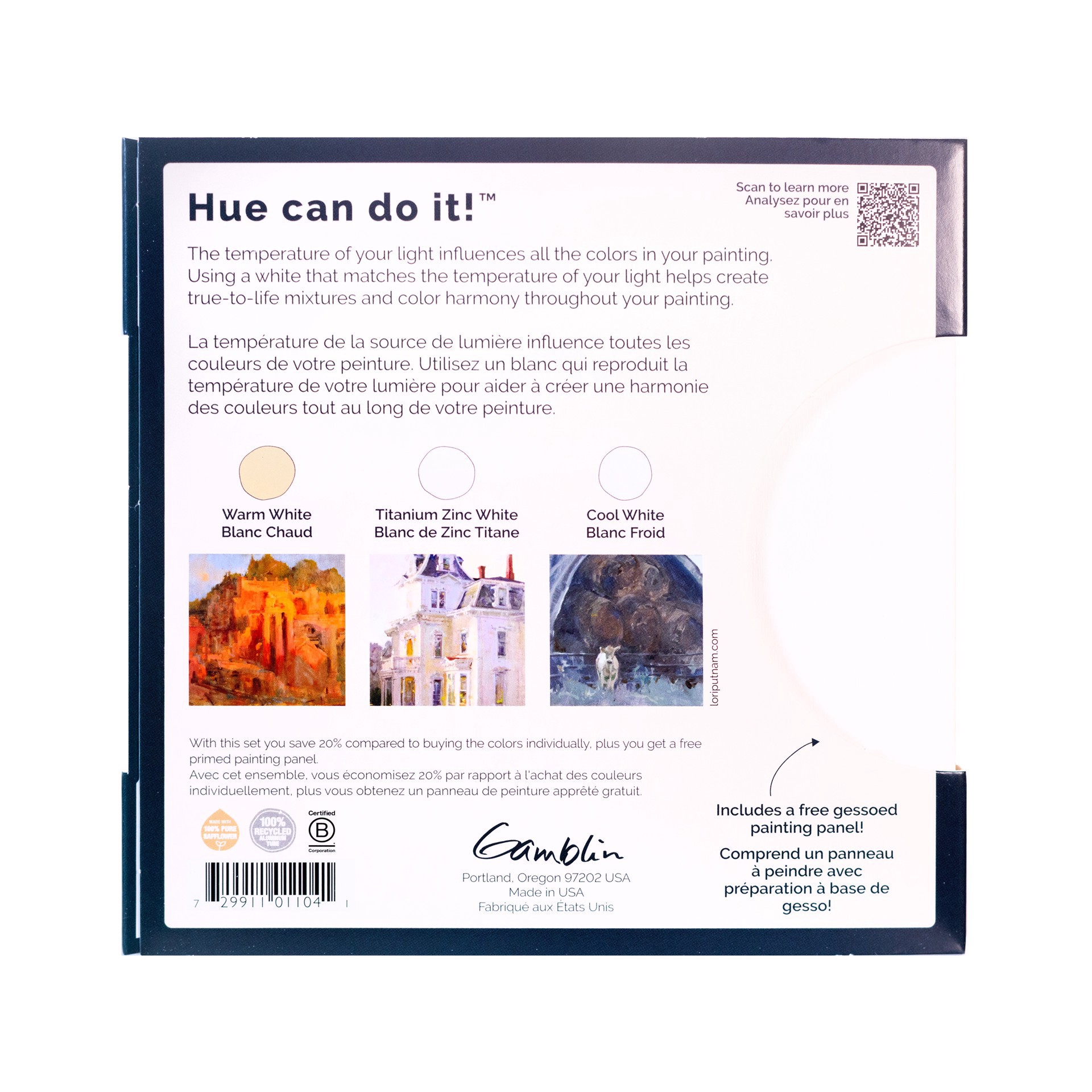 slide 2 of 2, Gamblin White Artist's Oil Colors Set, 37 ml