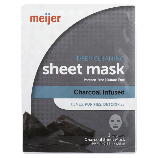 slide 1 of 1, Meijer Deep Cleaning Sheet Mask Charcoal Infused, 1 ct