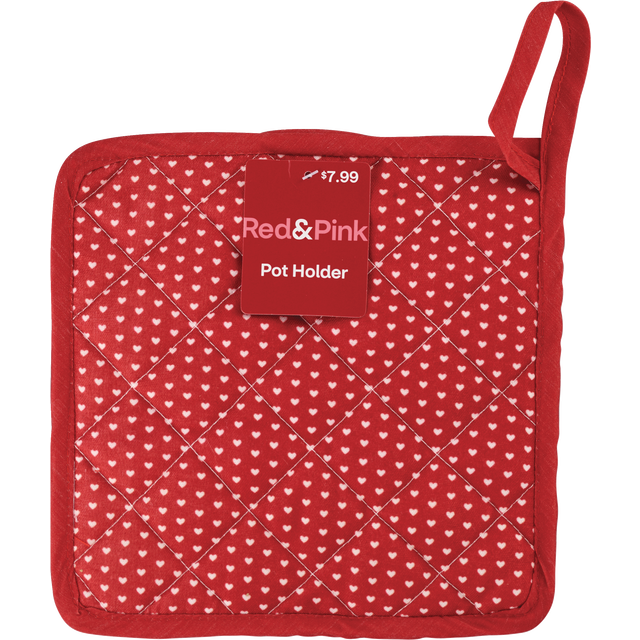 slide 1 of 1, RED AND PINK 8In X 8In Pot Holder 2 Pack Set, 2 ct