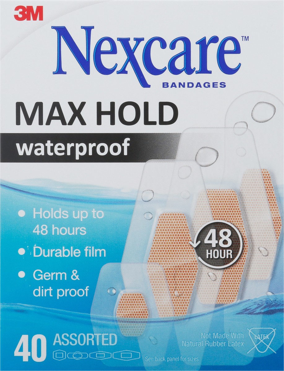 slide 9 of 9, Nexcare Assorted Max Hold Waterproof Bandages 40 Bandages 40 ea, 40 ct