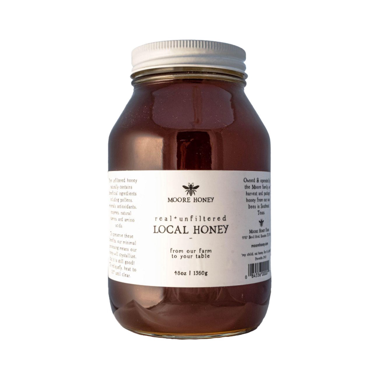 slide 1 of 1, Moore Honey Real & Unfiltered Local Honey Quart Jar, 48 oz