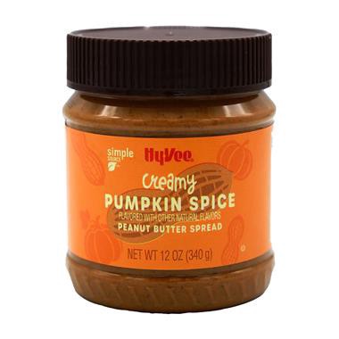 slide 1 of 1, Hy-Vee Creamy Pumpkin Spice Peanut Butter Spread, 12 oz