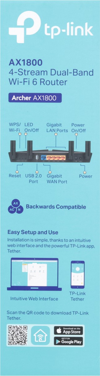 slide 7 of 11, TP-Link 4-Stream Archer AX1800 Dual-Band Wi-Fi 6 Router 1 ea, 1 ct