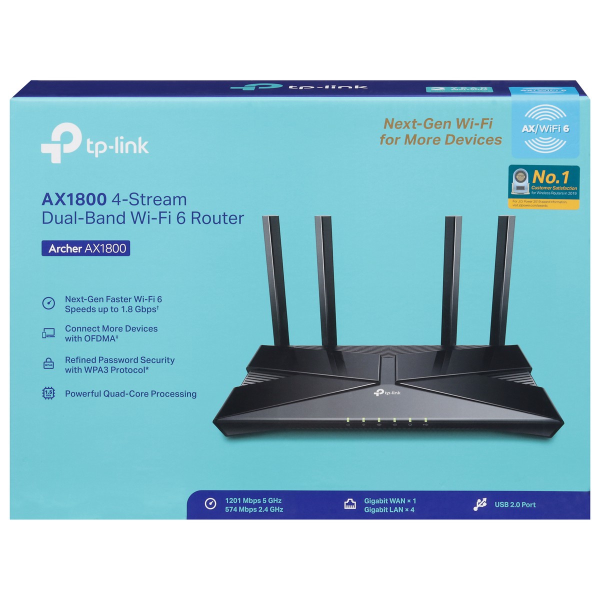 slide 1 of 11, TP-Link 4-Stream Archer AX1800 Dual-Band Wi-Fi 6 Router 1 ea, 1 ct