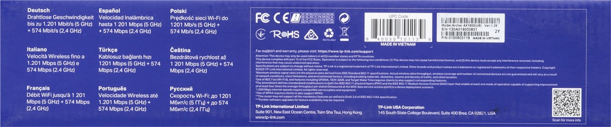 slide 5 of 11, TP-Link 4-Stream Archer AX1800 Dual-Band Wi-Fi 6 Router 1 ea, 1 ct
