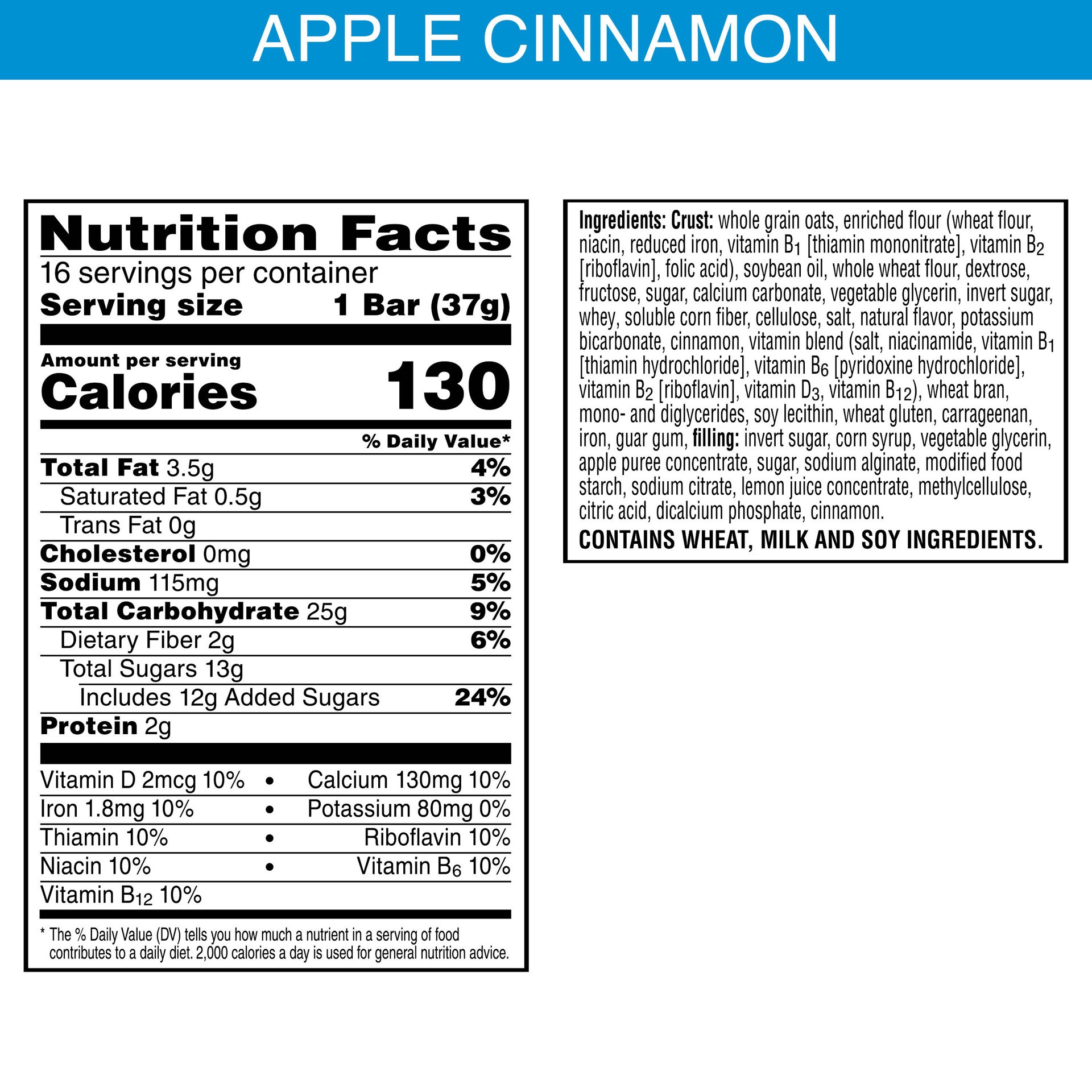 slide 5 of 5, Nutri-Grain Soft Baked Breakfast Bars, Apple Cinnamon, 20.8 oz, 16 Count, 20.8 oz