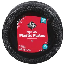 First Street 6 Inch Black Plastic Plates
