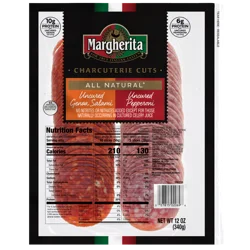 Margherita Uncured Genoa Salami Uncured Pepperoni Charcuterie Cuts 12 oz