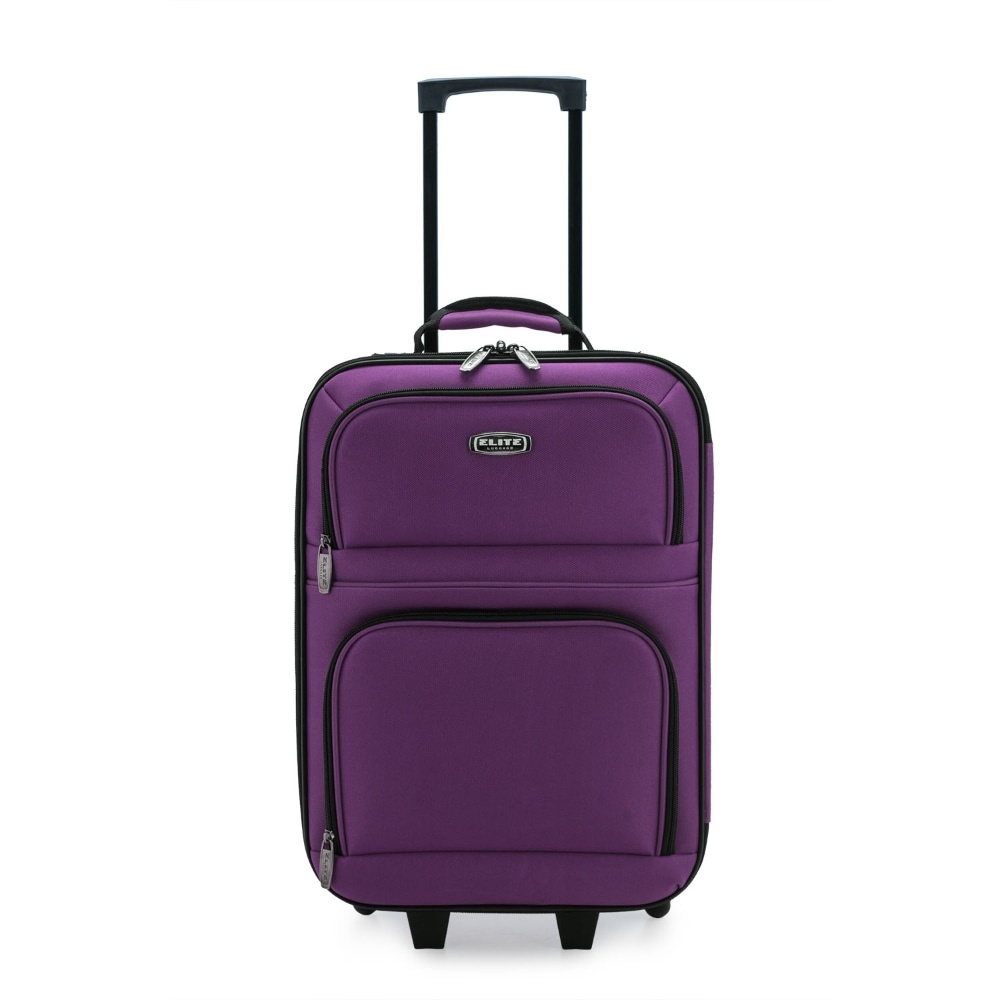 slide 1 of 1, Traveler's Choice Elite Luggage Softside Kid's Rolling Carry-On - Purple, 18 in