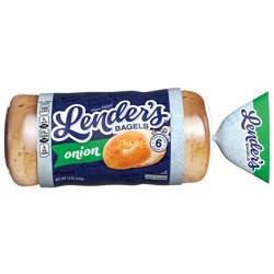 Lender's Original Onion Bagels, 6 count, Pre-sliced Bagels, 12 oz Bag