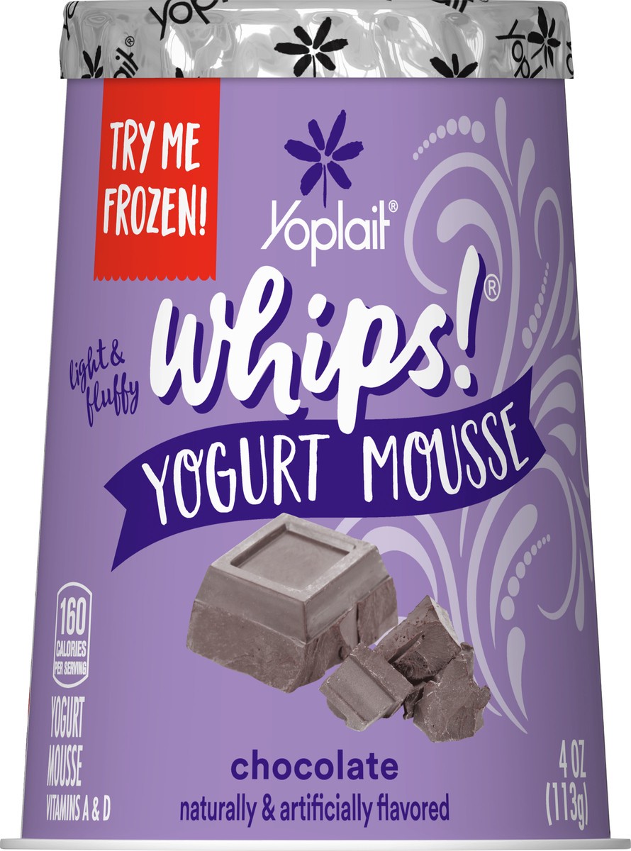 slide 7 of 9, Yoplait Whips Yogurt Mousse, Chocolate Flavored, Gluten Free Snack, 4 OZ Yogurt Cup, 4 oz