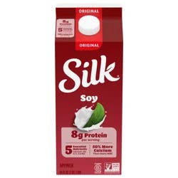Silk Soy Milk, Original, Dairy Free, Gluten Free, Delicious Vegan Plant Based Milk with 5 Essential Nutrients, 64 fl oz Half Gallon