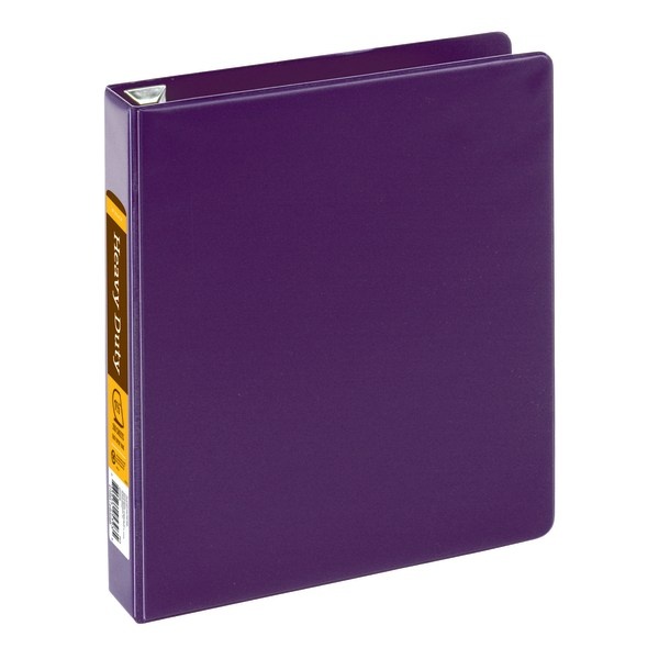 slide 1 of 5, Office Depot Brand Heavy-Duty D-Ring Binder, 1 1/2'' Rings, Purple, 1 ct