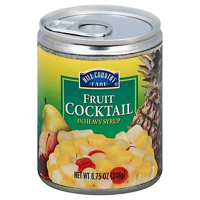 slide 1 of 1, Hill Country Fare Fruit Cocktail In Heavy Syrup, 8 oz