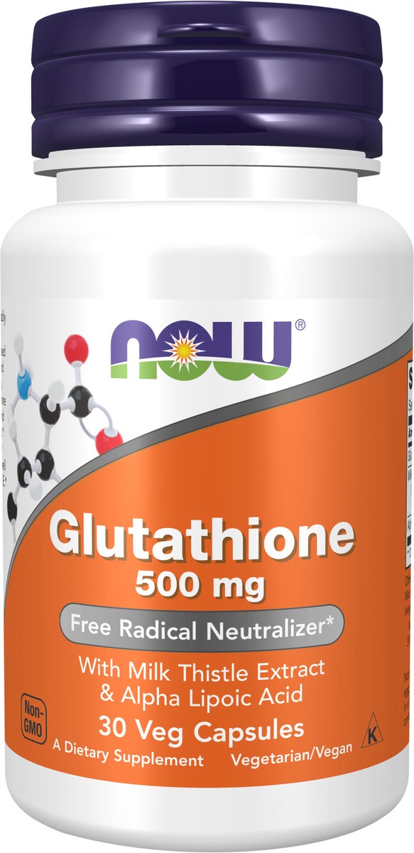 slide 2 of 2, NOW Glutathione 500 mg - 30 Veg Capsules, 1 ct