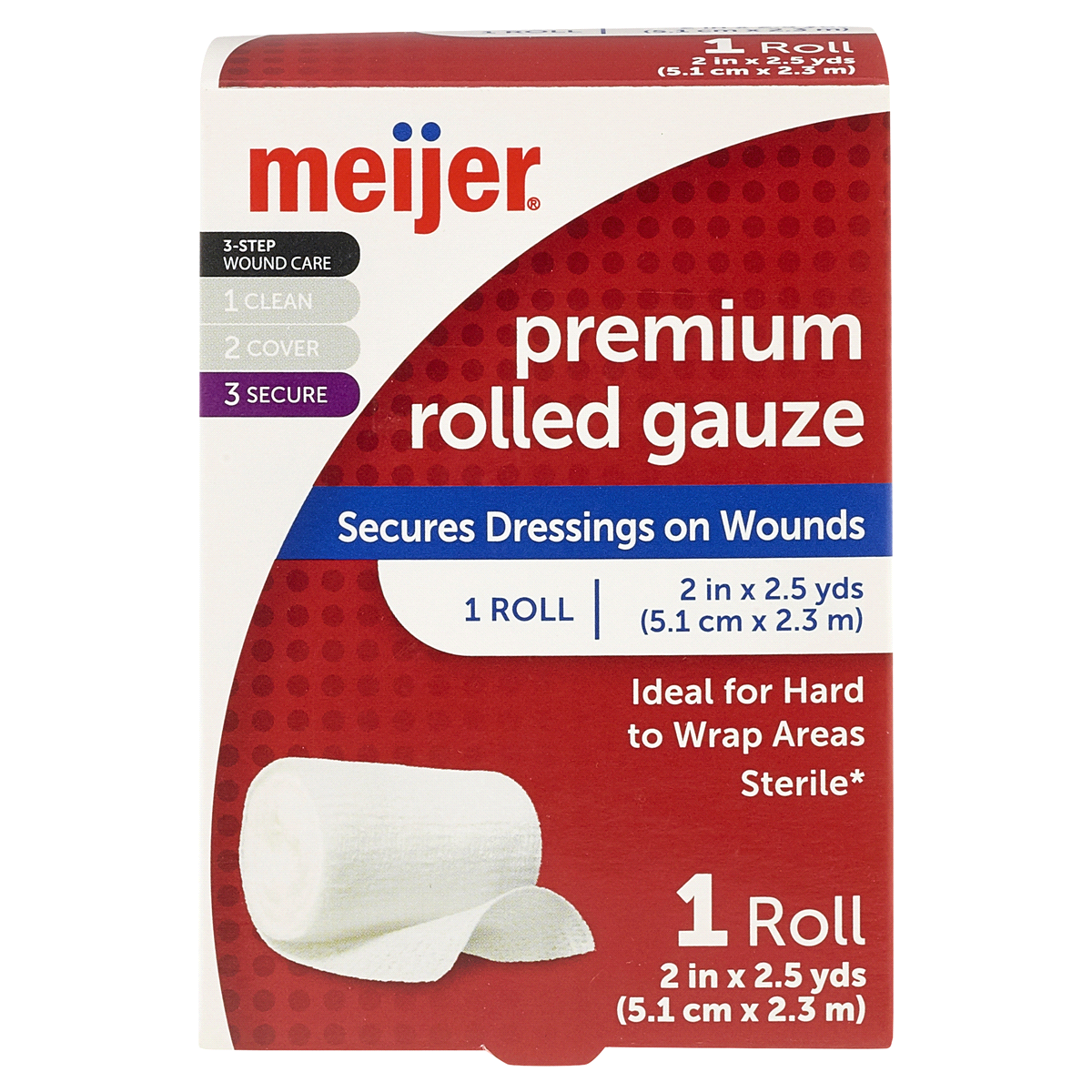 slide 1 of 9, Meijer Rolled Premium Gauze 2", 2.5 yds, 2.5 YD    