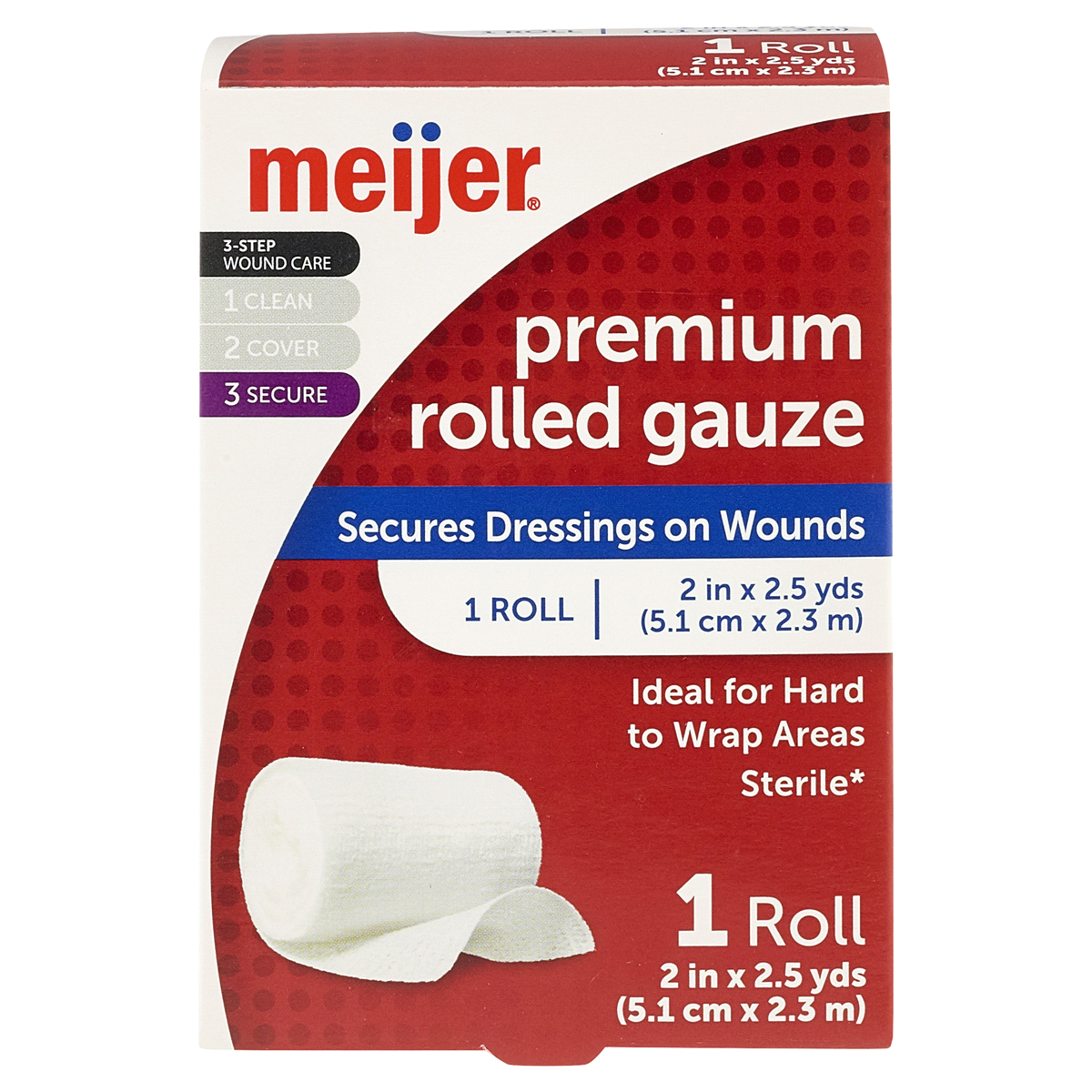 slide 1 of 1, Meijer Rolled Premium Gauze 2, 2.5 yd