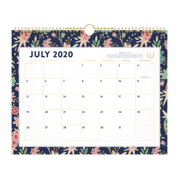 slide 1 of 2, Emily Ley Simplified Academic Monthly Wall Calendar, 15'' X 12'', Multicolor Pineapples, July 2020 To June 2021, El401-707A, 1 ct