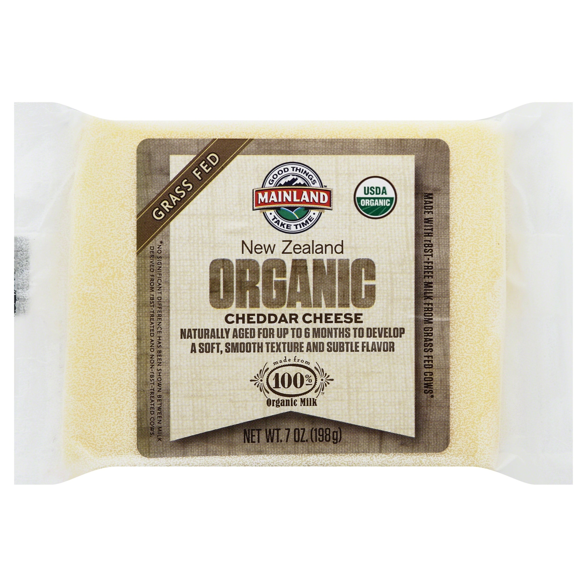 slide 1 of 6, Mainland New Zealand Organic Cheddar Cheese, 7 oz