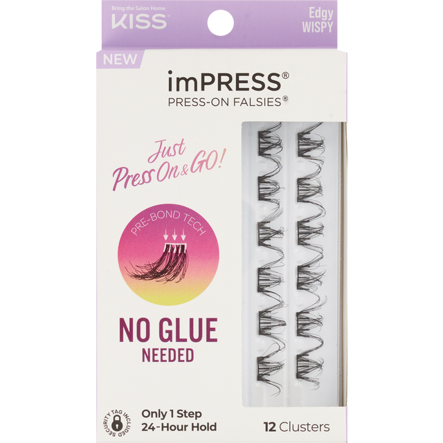 slide 1 of 1, imPRESS Press-On Falsies Edgy Wispy Clusters 12 ea, 12 ct