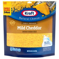 Kraft Mild Cheddar Finely Shredded Cheese Family Size, 24 oz Bag