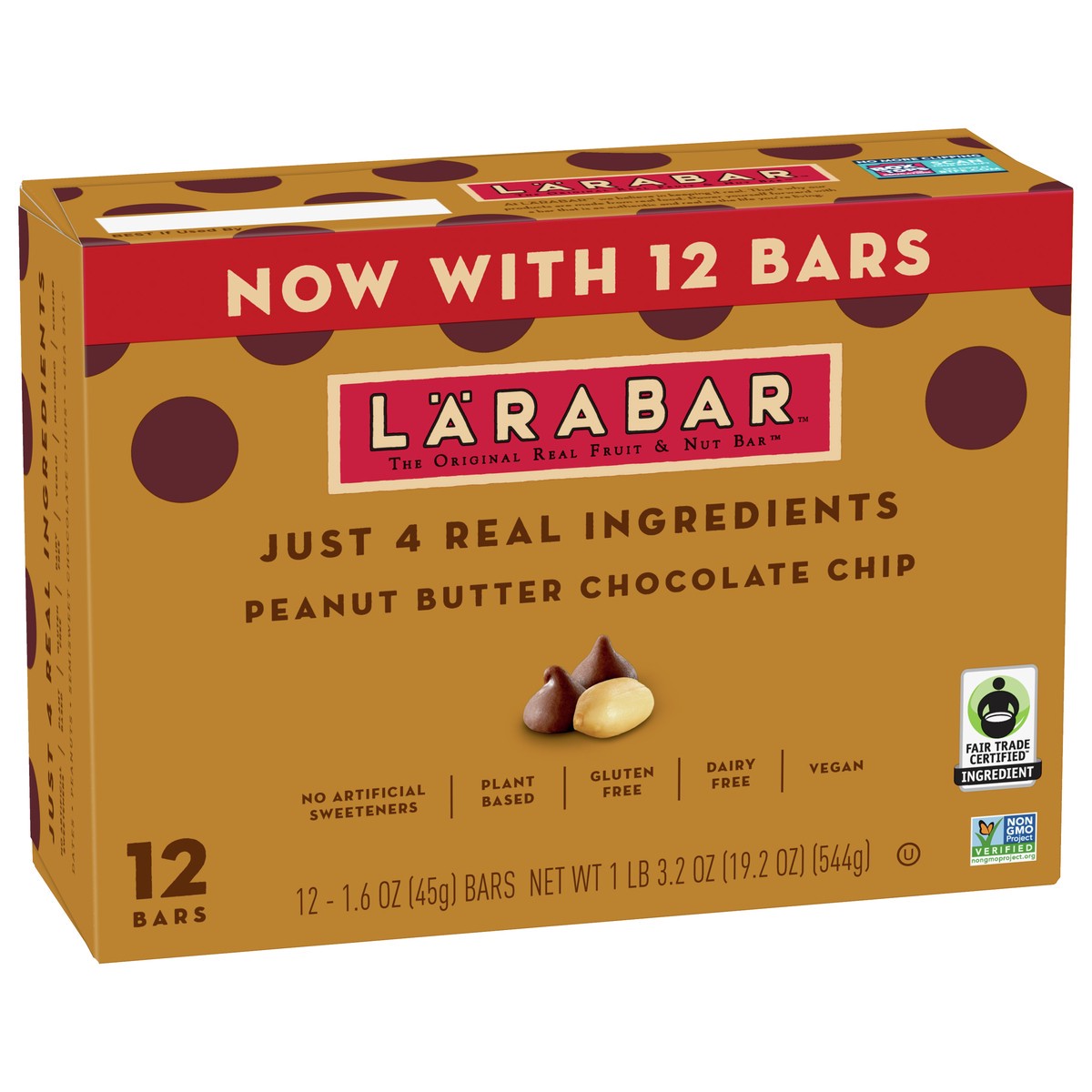 slide 5 of 9, LÄRABAR Peanut Butter Chocolate Chip, Gluten Free Fruit & Nut Bar, 12 Ct, 12 ct