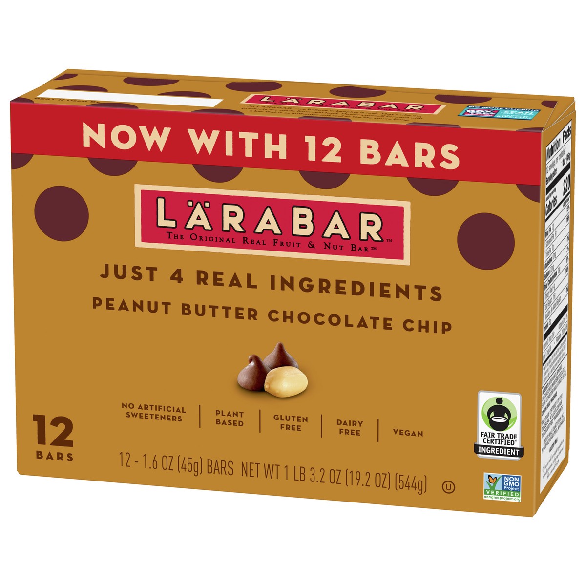 slide 9 of 9, LÄRABAR Peanut Butter Chocolate Chip, Gluten Free Fruit & Nut Bar, 12 Ct, 12 ct