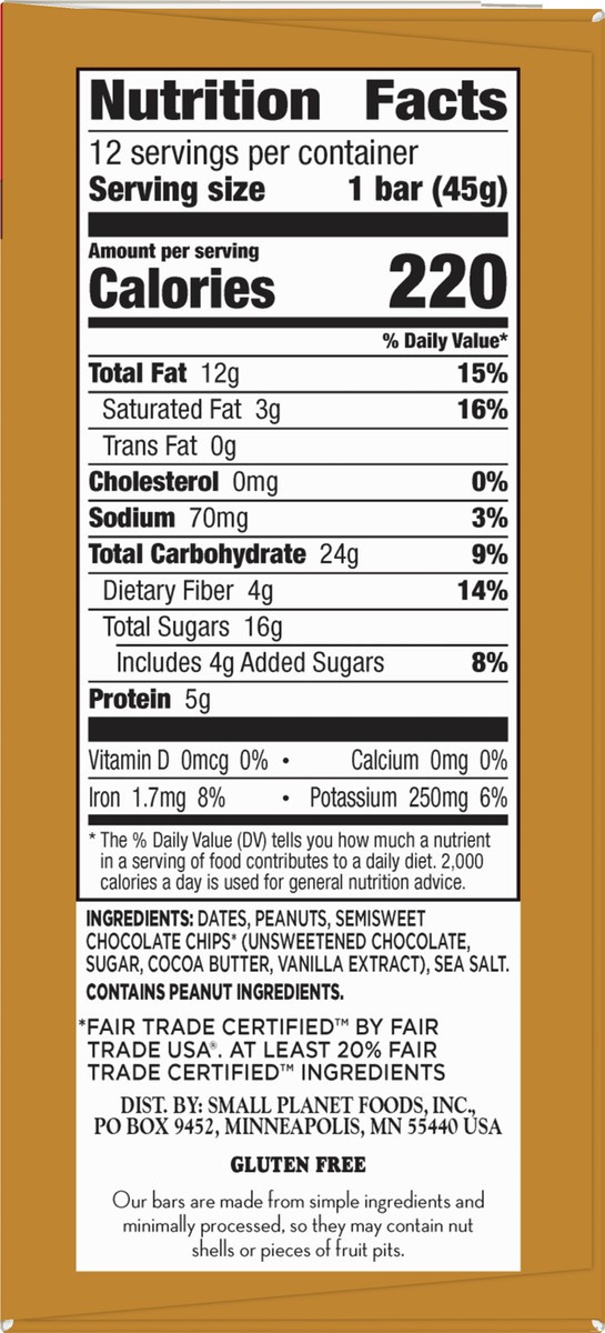 slide 2 of 9, LÄRABAR Peanut Butter Chocolate Chip, Gluten Free Fruit & Nut Bar, 12 Ct, 12 ct